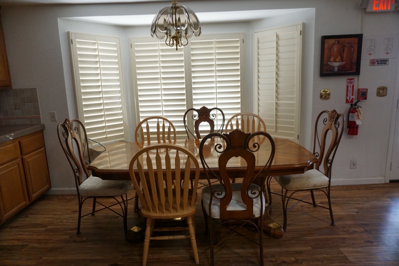 Dining room with chandelier